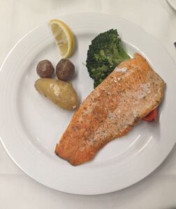 Rainbow Trout Dinner served aboard The Via Canadian