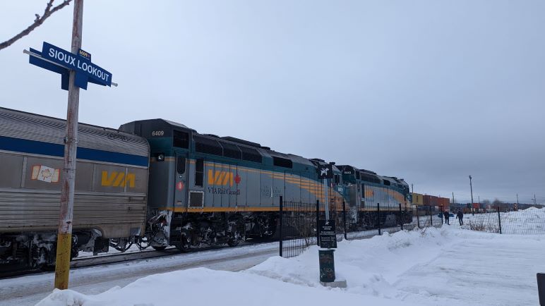 The Via Canadian making a stop in Sioux Lookout, Ontario, Canada